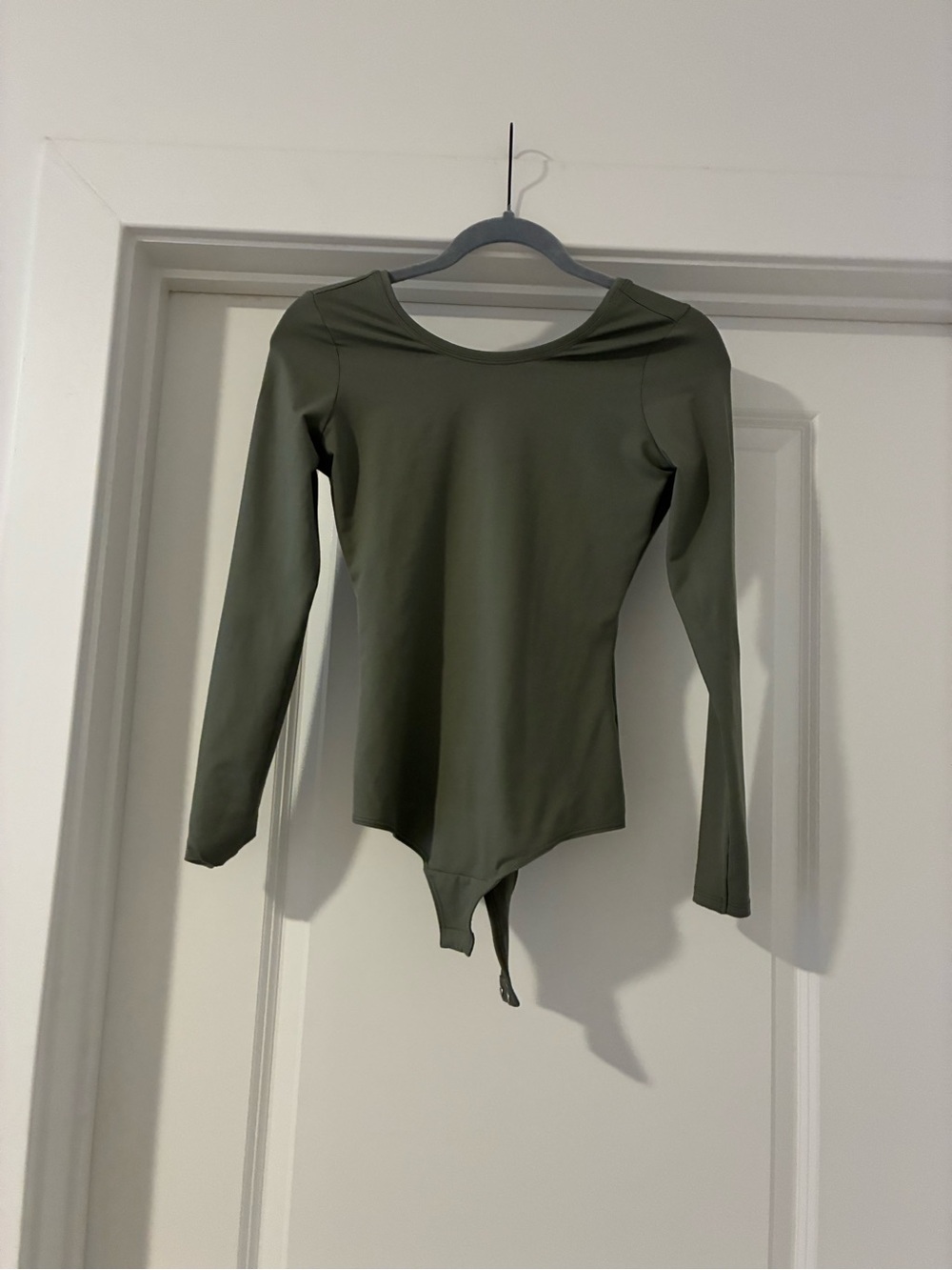 SPANX Olive Green Long Sleeve Scoop Neck Bodysuit